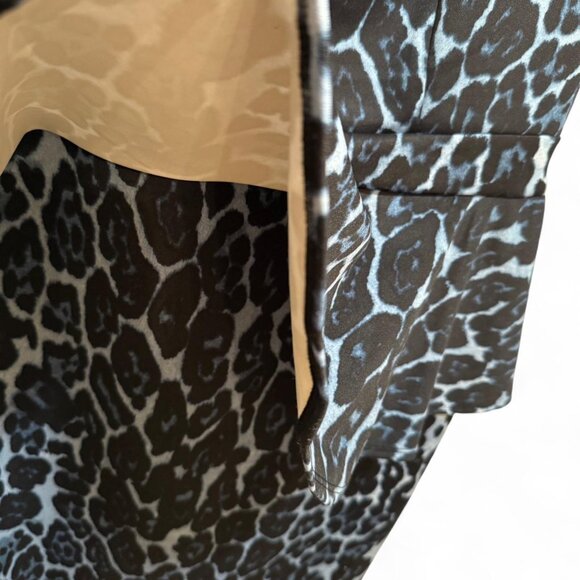 Light Blue & Black Leopard Print Forever 21+ Peplum Pencil Party Dress - Picture 4 of 6